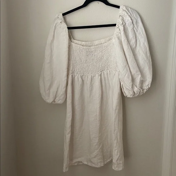 chinese dress ladies Tan Stripe Embroidered Linen Sunny Mini Dress main image 0